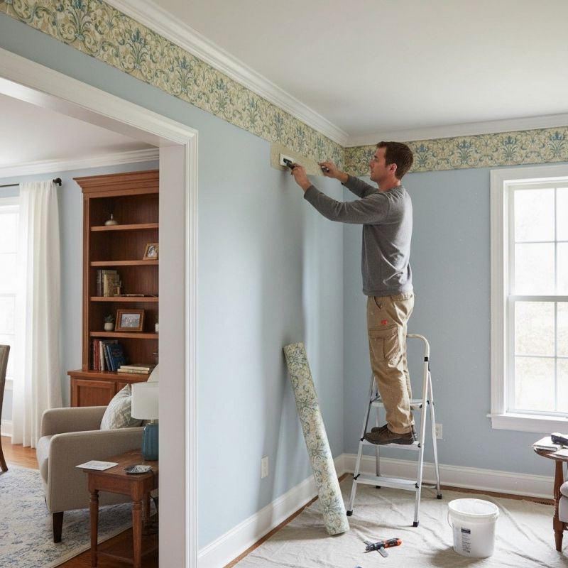 Bedroom Wallpaper Installation detail